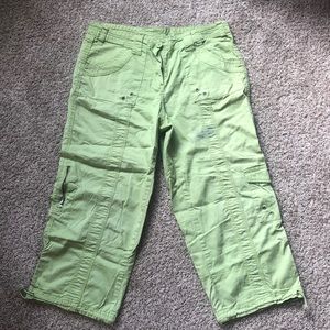Style & co Lime green cargo khaki capris